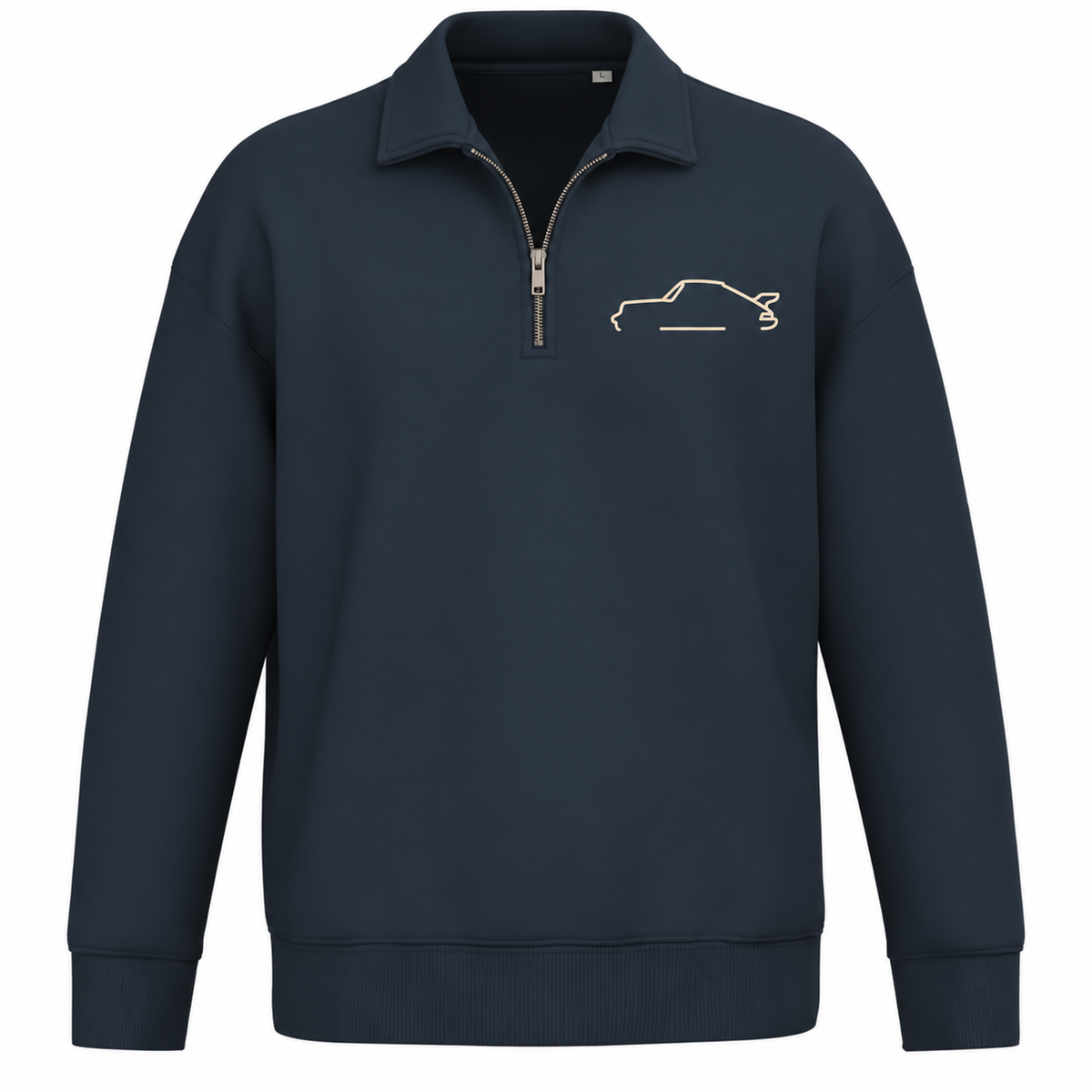 sweater in navy met een borst ontwerp van een klassiek porsche 964