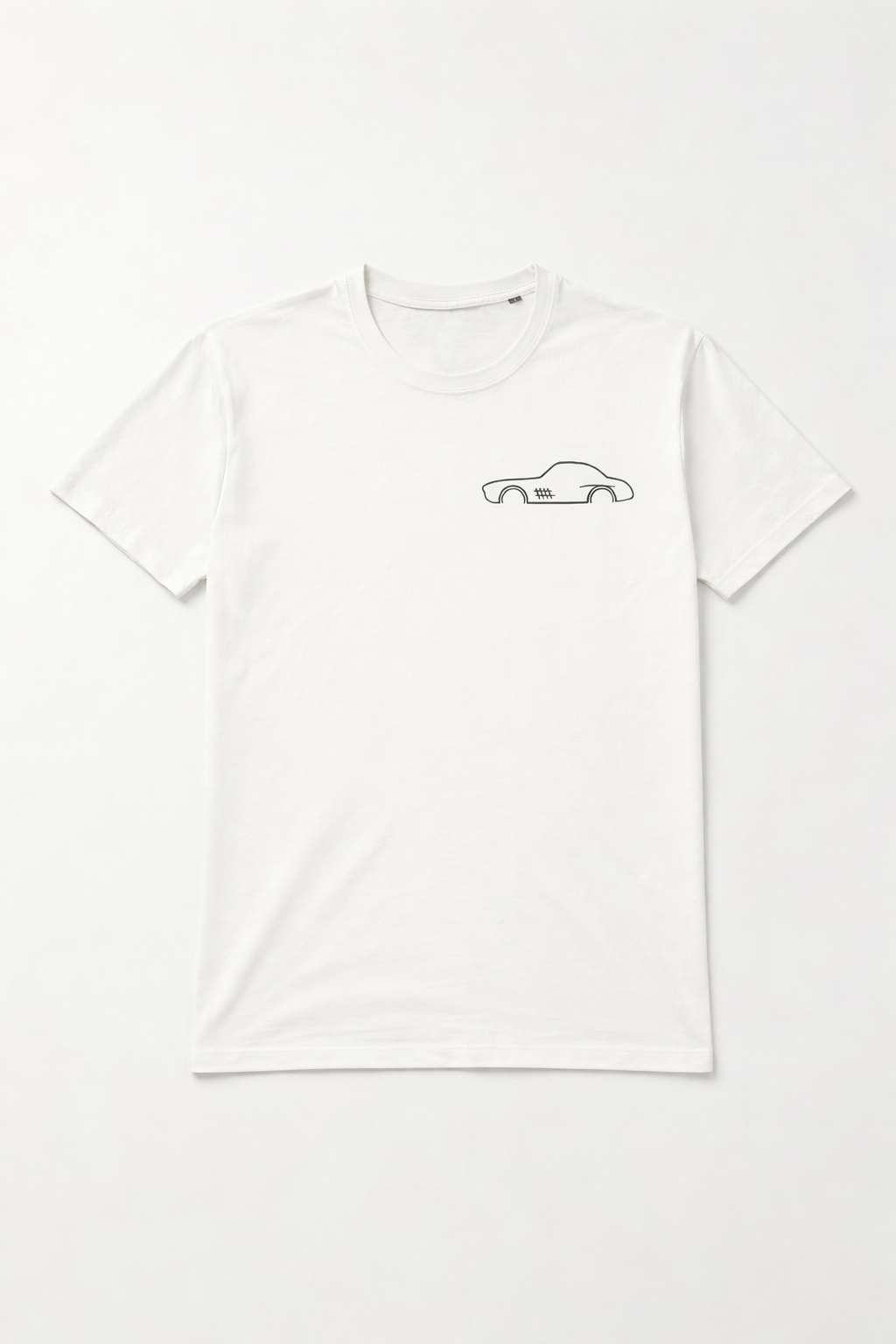 wit losse fit t-shirt met een eenvoudig, fris mercedes silhouette ontwerp. een t-shirt voor elke dag. 