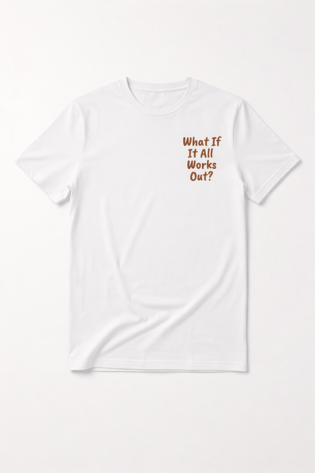 T-shirt met losse pasvorm in wit. motivatiequote op de borst: What if it all works out? 
